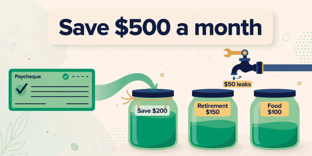 How to save $500 a month on a $60,000 salary — split your take-home pay on payday